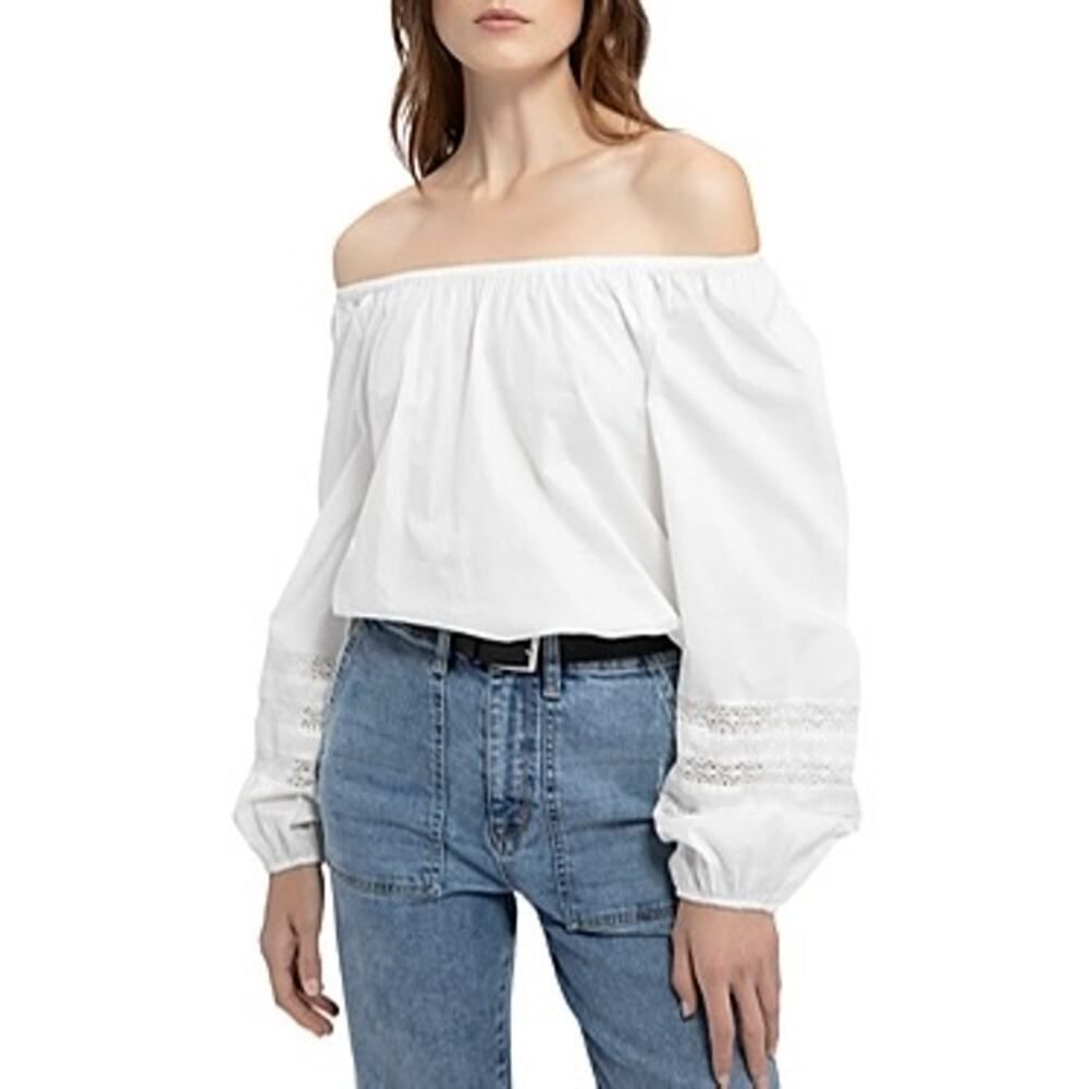 Sanctuary White Puffed Long Sleeve With Lace Accents Size Xs